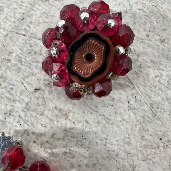 Vintage 1950s German Unusual Beaded Necklace And Earring Set - Picture 7 of 11